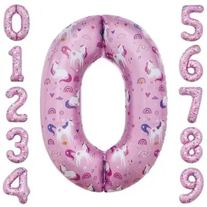 40 Inch Unicorn Number Balloons 0-9 | Magical Unicorn Birthday Party Decorations for Girls