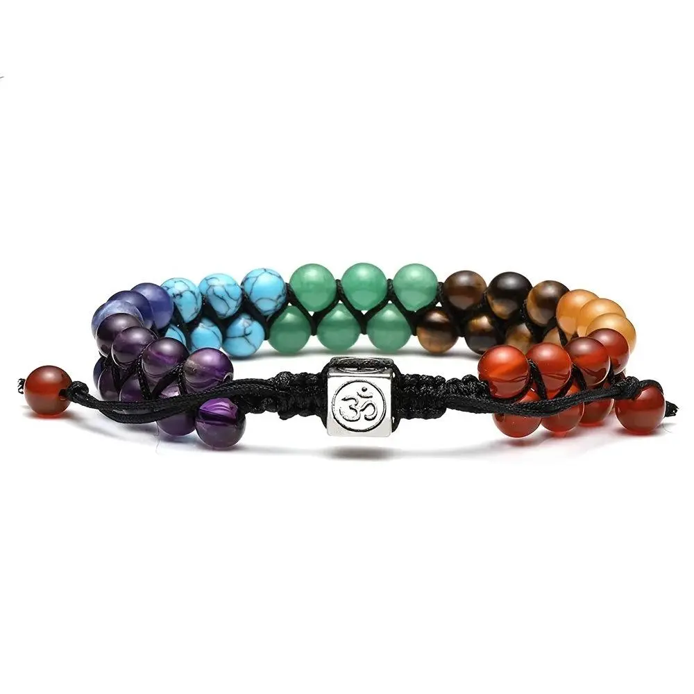 Chakra Stone Beaded Bracelet gifts for women, 7 Chakra Healing Crystal Beaded Bracelet, Handmade Braided Bracelet, Yoga Meditation Anxiety Relief Bracelet, Party Gifts Money bracelets