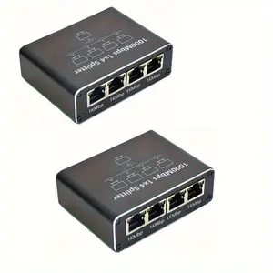 1000Mbps Network Splitter Adapter Gigabit, 1 In 4 Out Ethernet Cable High-Speed LAN Internet Splitter with USB Power Cable, Extension Connector, Supports Four Devices Working Simultaneously 309021738