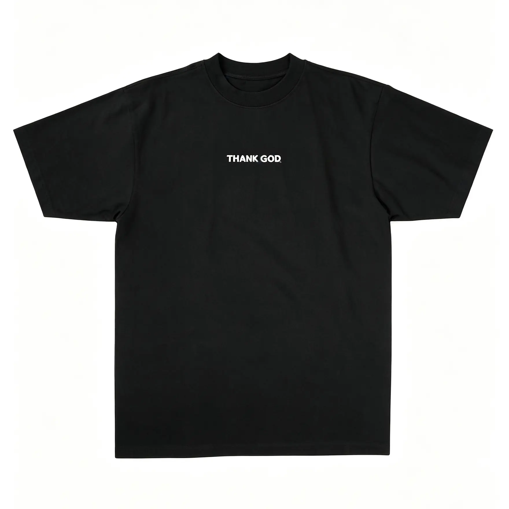 Tiny Chest Simple Thank God Text Graphic T-Shirt, Unisex Gentle Inspirational Minimalist Tee, 100% Cotton Printed Craft SummerVibes Top, Relaxed Soft Breathable unisex summer clothing