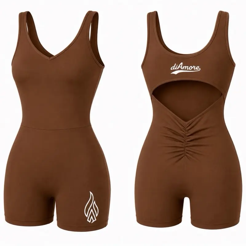 diAmore Mocha Sculpt Romper – Enterizo Deportivo Moldeador para Mujer