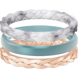 Silicone Ring Women, Stackable Braided Rings for Women, Breathable Inner Arc Rubber Rings Women,  Design Silicone Wedding Bands Women