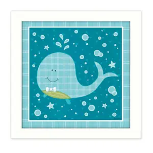 Beetle and Bob Baby Whale By Annie LaPoint Printed Wall Art Ready To Hang Framed Poster White Frame Decor Photo