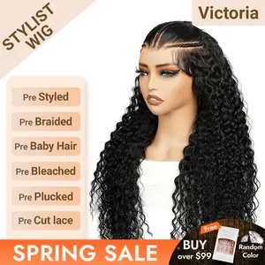 [Spring Musts] Wiggins Hair Stylist Wig Pre Braided Pre Cut Ready to Go Glueless Wigs Water Wave 13x4 Lace Front Wigs Human Hair Pre Bleached WeeklyDeals #SpringStatements