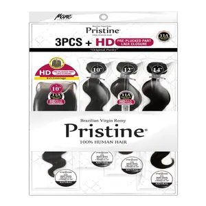 Mane Concept Pristine PTW401 - 11A BODY WAVE 3PCS + HD PRE-PLUCKED PART LACE CLOSURE