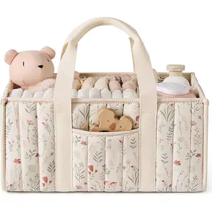 Floral Diaper Caddy Organizer, Stylish Nursery Storage Basket, Gift for Baby Shower, Baby Registry Must Have, Newborn Essentials, Pastoral Daisy, Lightweight Diaper Handbag