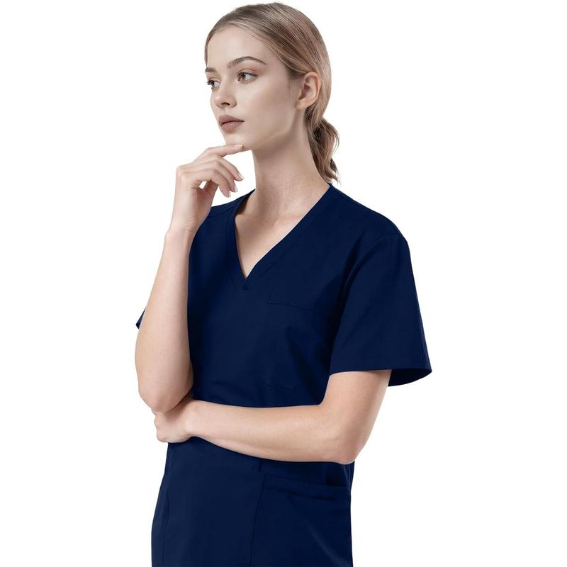 Women and men Soft V-Neck Scrubs Top  Stretch and Durable Fabric Medical Uniform