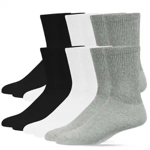 12 Pairs Cotton Crew Diabetic Socks No Binding Neuropathy Cushion Socks Non-Binding Circulatory Sock Unisex for Men Women Comfort Value Pack Underwear