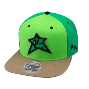 YUMS Starface Flat Bill Snapback in Kiwi Green | Streetwear Hat with Iconic Embroidered Design | Adjustable Fit, Trendy & Bold Fashion Cap
