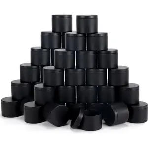 48 Pieces 4 Oz Black Candle Tins, 4oz Candle Jars Candle Containers with Lids for Candle Making, Arts & Crafts, Storage and Gifts