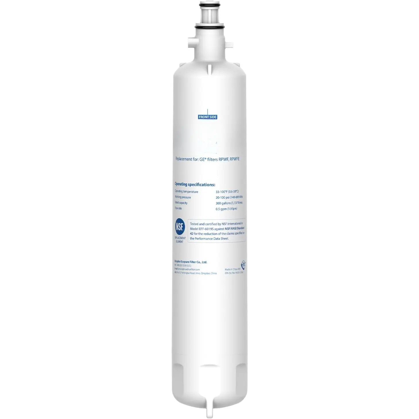 Replacement for GE(R) RPWFE(R), RPWF (with CHIP) Refrigerator Water Filter, Compatible with WSG-4, WF277, GFE28GMKES, PFE28KBLTS, GFD28GSLSS, PWE23KSKSS, GYE22HMKES, DFE28JSKSS, 6 Months, 300 Gallons