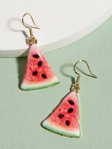 Adorable watermelon Slice DangleEarrings - Quirky Cartoon Design, Alloy &Resin, Perfect for Daily Wear, Cute and SimpleStyle for Students and Fun Food Enthusiasts,Fruit Veggie Earrings,