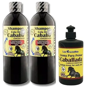 Shampoo Caballada 950ml (2 PACK) Shampoo Cola De Caballo BIOTINA Horsetail shampoo - 950 Ml each + Styling Cream 250 ml Cema para peinar 8.45 fl oz