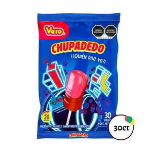 Vero Chupadedo Mexican Lollipops - 30 Pieces - Ideal Snack Candy - 20 Crisp - 30ct Pink Packaging snacks