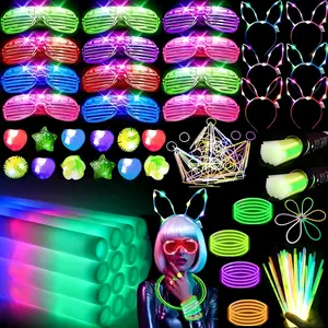 MICRENCY 142-piece Glow Party Set: 12 foam glow sticks, 12 LED glasses, 100 glow sticks, 12 finger lights, 6 glow headbands