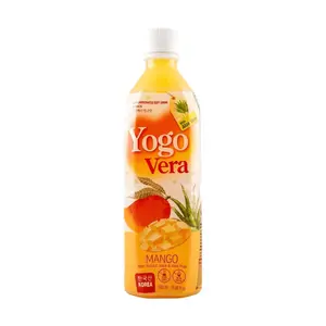YOGO VERA Korean Aloe Mango Juice Drink with Real Fruit Pulp - Refreshing Natural Flavor, 500ml Bottle