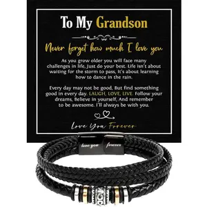 Bracelet for Grandson Graduation Birthday Gift From Grandparent with Message Card and Box