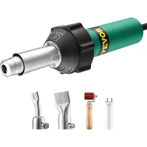 VEVOR Hot Air Plastic Welder, 1600W Hot Air Torch Pistol, 122-1112 ℉   PVC TPO Vinyl Heat Gun Welding Torch, Plastic Welding Roofing Kit with 4 Accessories - 2 Nozzles & 1 Seam Roller for PP/PE/PVC Sheet