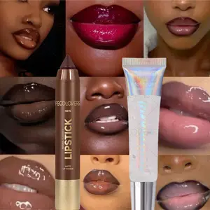 2PCS/Set Moisturizing Lip Gloss, Lip Liner and Lipstick - Modify Lip Contour, Light and Non-sticky, Moisturizing and Glossy, Non-stick Cup, Halloween and Christmas Gifts