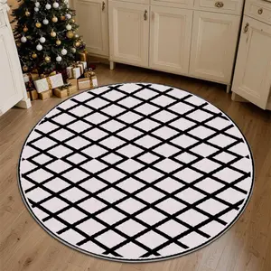 Luxury Vintage Patterned Velvet Carpet, Soft Comfortable Home Decor Rug, Living Room Sofa Mat, Bedroom Bedside Rug, Multi-Scene Use, Checkered Area Rug, Geometric Pattern Rug, merry Christmas、let it snow