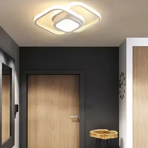 LED Ceiling Light, 32 cm – Warm White – Black/White – Square Ceiling Light, Hardwired – Minimalist Design, Suitable for Living Rooms, Kitchens, and Bedrooms, Indoor Ceiling Light