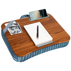 LapGear Designer Lap Desk with Phone Holder & Microbead Cushion Fits Up to 15.6" Laptops for Remote Work & Learning