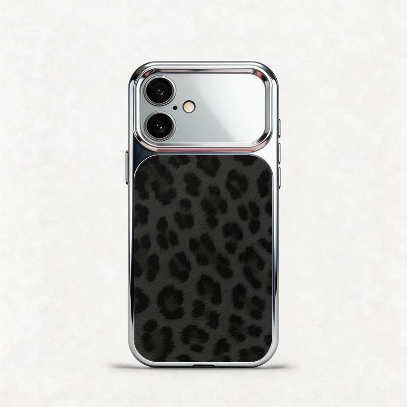 Glass Shockproof Electroplated Silver/Black Leopard Print iPhone 17ProMax Cover Precise Hole Alignment For Lens Frame 15ProMax Anti-yellow | 14ProMax Anti-fall | 13ProMax Ultra-thin Design 16ProMax AirPhoneCase