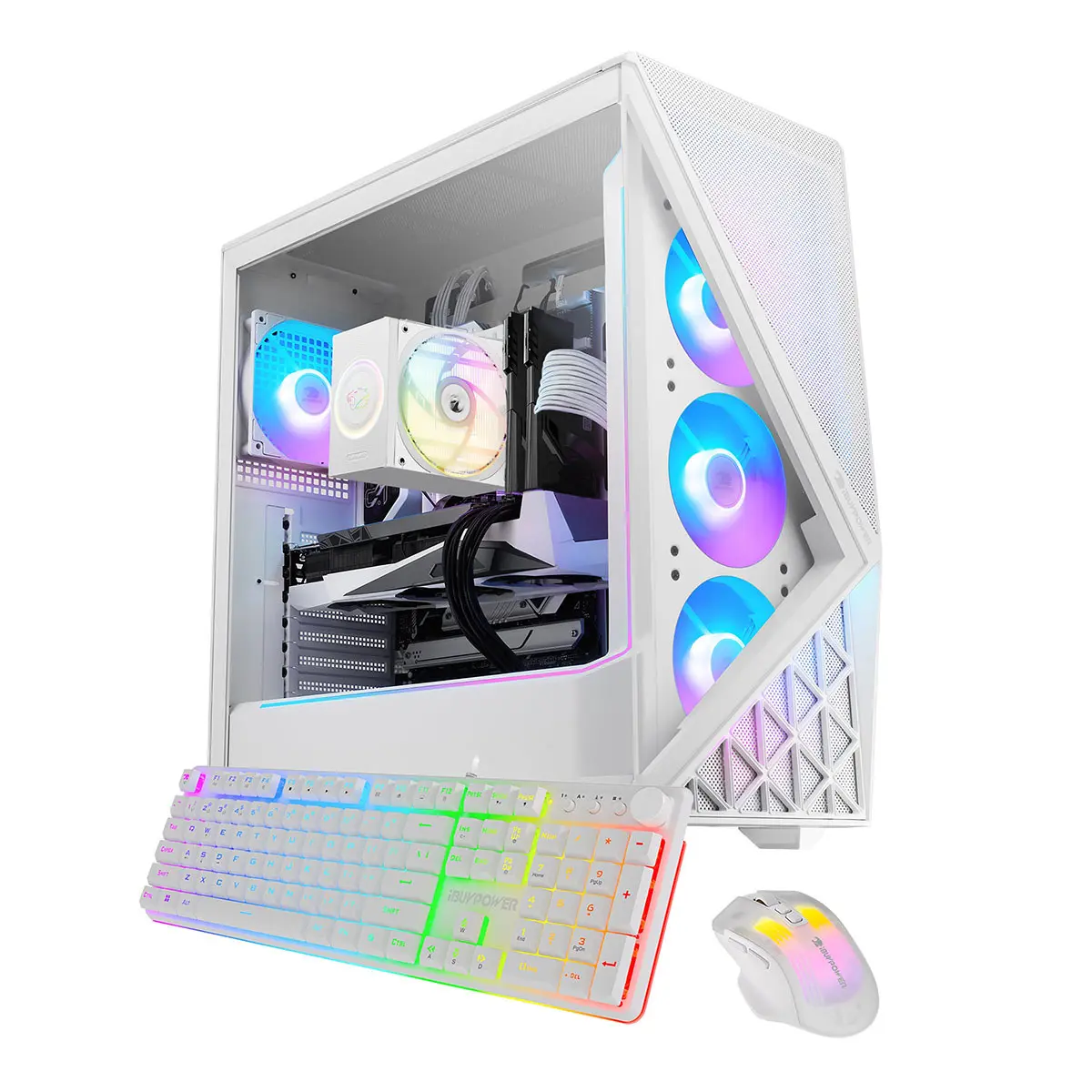 iBUYPOWER Slate SWI7N56T02 Gaming Desktop Computer, Intel Core Ultra 7 265F 2.4GHz, 32GB RAM, 2TB SSD, NVIDIA GeForce RTX 5060Ti 8GB, Windows 11 Home, White