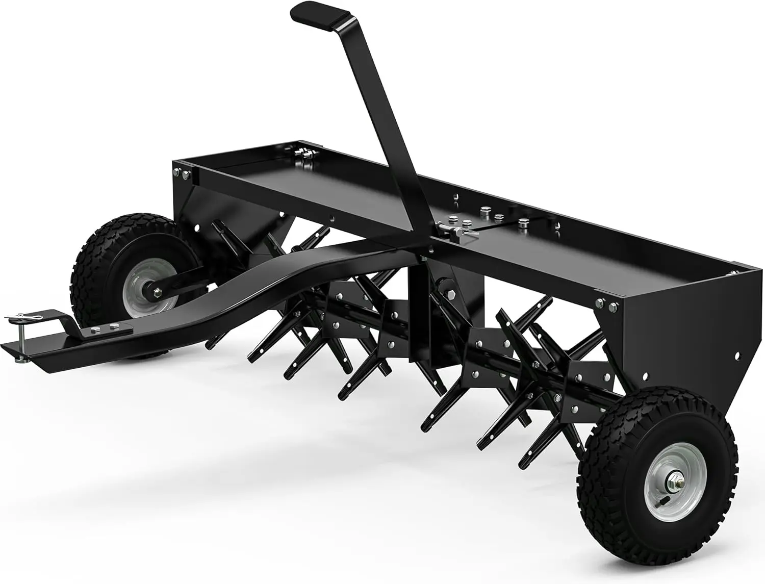 【fathersdaygift】YINTATECH 48" Tow Behind Lawn Aerator with Universal Hitch; Designed to Pull Behind Lawn Plug Spike Aerator for ATV&Tractors,Black