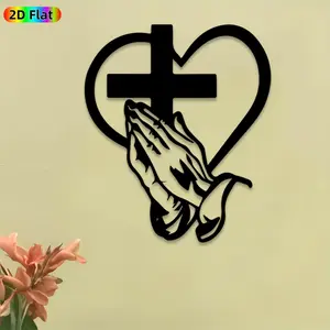 1pc Praying Hands Cross Metal Wall Art,Praying Hands Cross Statue Mural, Ideal Gift for Easter, Christmas, Religious Decor Enthusiasts, Rust-Resistant Metal Wall Decor Wall Sculptures,  Meaningful Spiritual Home Decor