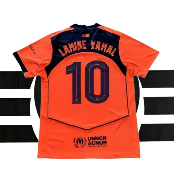 Away Lamin Yamal NO.10 orange short-sleeved football jersey