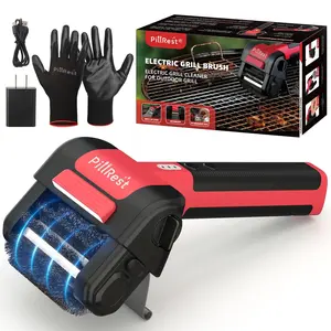 Electric Grill Brush, Cordless Rechargeable Grill Cleaner with LED Light - 950 RPM Spinning 304 Stainless Steel Head, Dishwasher-Safe BBQ Tool for Outdoor Grills Black