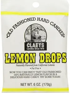 Claey's Old-Fashioned Lemon Drops Hard Candy - Lemon Flavor, Fat-Free, 6 oz Bags, Ideal for Snacking and Celebrations - Sweet