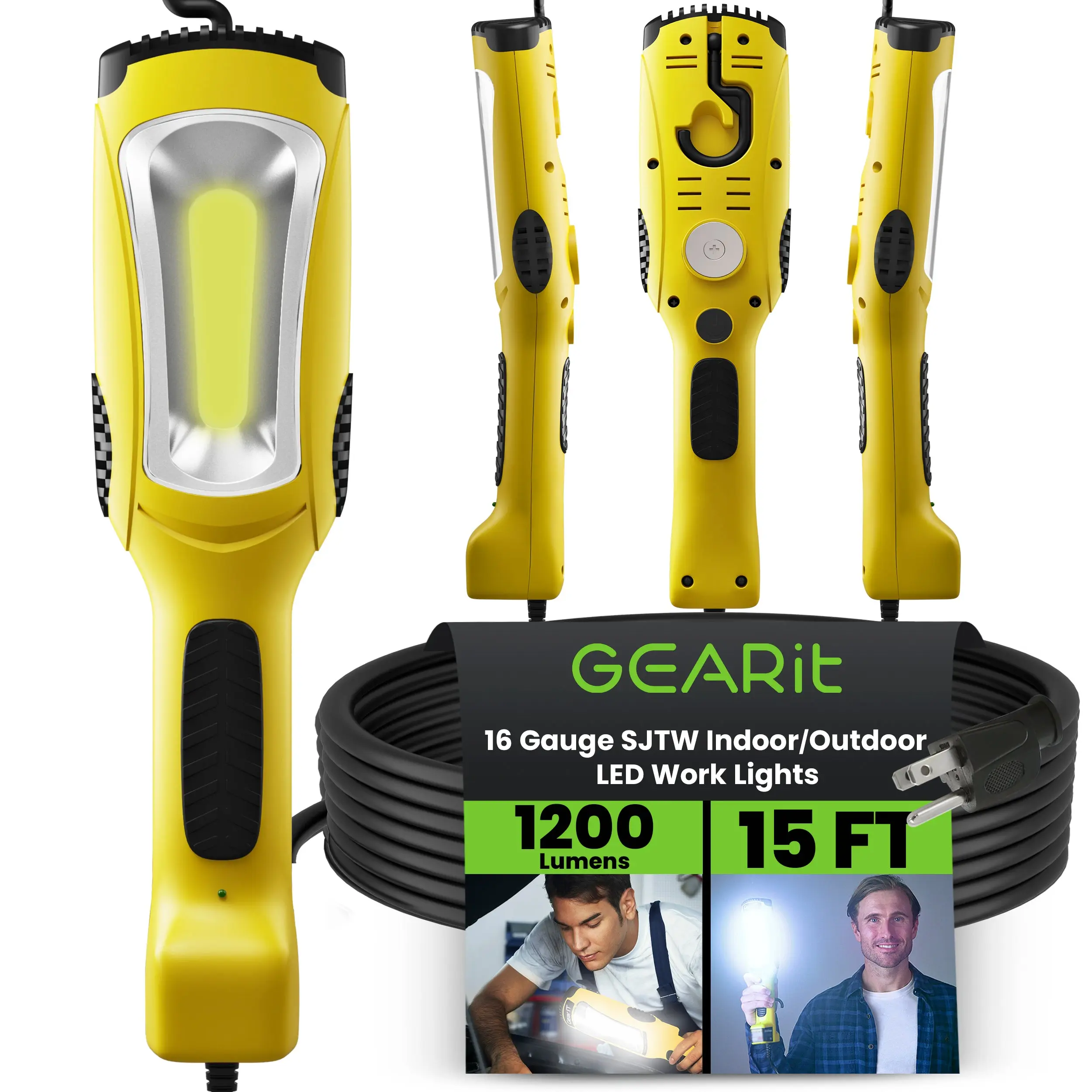 1200 Lumen COB LED Work Light with Long Extension Cable, Yellow 1200 Lumen COB LED Work Light with Long Extension Cable, Yellow