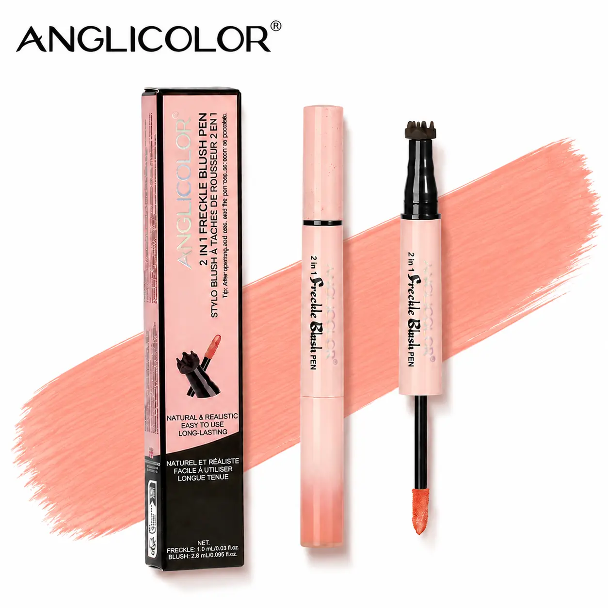 2 in 1 Freckle Blush Pen, Natural Faux Freckles Makeup Stick & Liquid Blush, Waterproof Long Lasting Face Tint, Sun Kissed Makeup Look Creator for Women