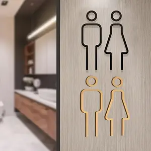 Cartoon Character Pattern Toilet Door Sign, Acrylic Bathroom Restroom Wall Sticker, Adhesive Backing Included, Home Decor, Bathroom Decorations