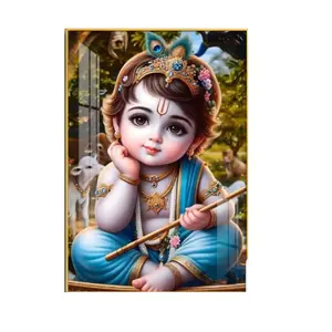 Divine Baby Krishna Procelain Wall Frame Ready to Hang