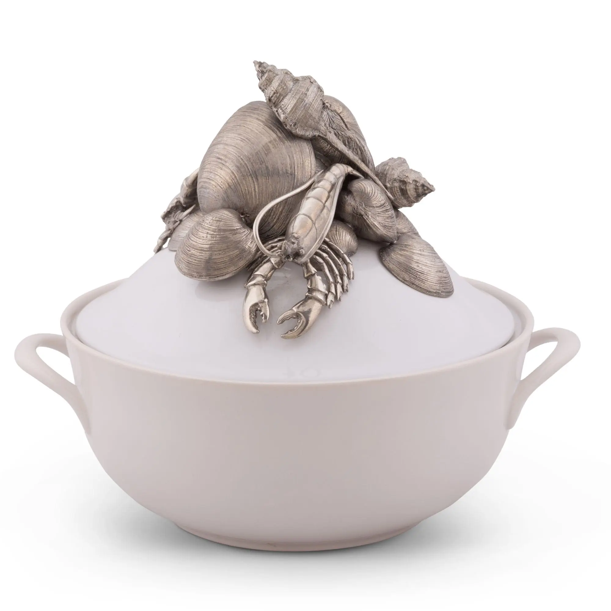 Marine Life Stoneware Soup Tureen - Classic Design, Ideal for Cooking, Versatile Use, High-Quality Stoneware