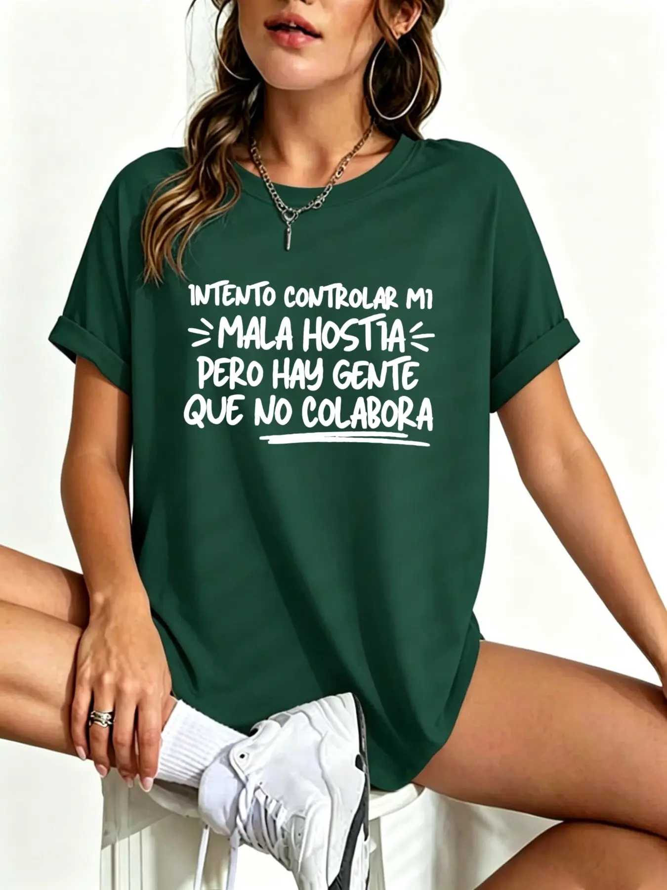 Women's Round Neck Short Sleeve T-Shirt, Bold Design, Fun Quote Print, Casual Summer Top, Comfortable and Fashionable