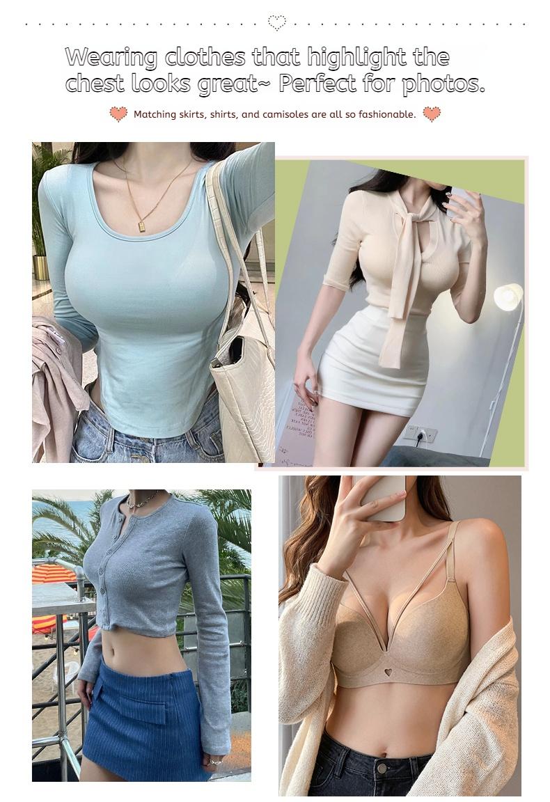 Pinstall Push Up Wireless Bra for Work & Lounge Women Full Coverage Smooth Back Add Two Cup Effect