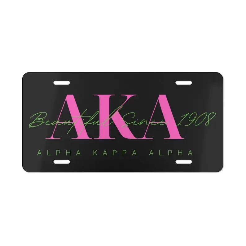 Alpha Kappa Alpha 1908 AKA License Plate, Car Tag, Best Gift for New Driver