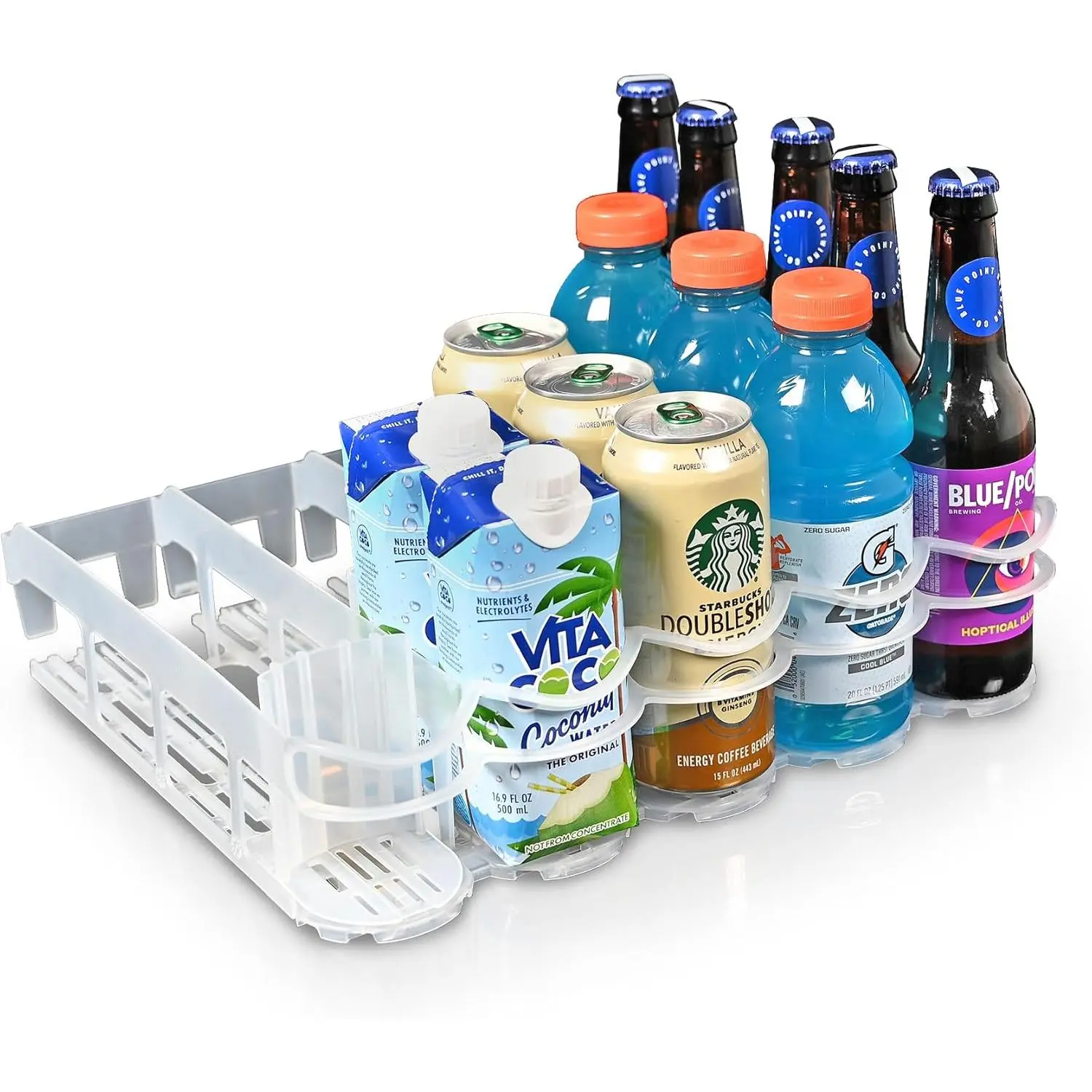 Fridge-Plus Fridge Organizers and Storage - Refrigerator Beverage Bottle, Can Dispenser Holder Rack for Home Bar (Pack of 1)