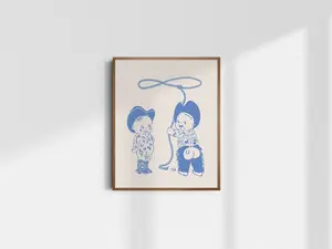 [UNFRAMED POSTER] Kewpie Cowgirl, Kewpie Cowboy, Giclée Fine Art Print, Western Wall Art, Vintage Cowgirl Art, Cowboy Print, Vintage Nursery Decor, UN