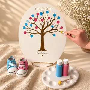 Gender Reveal Fingerprint Tree – Boy or Girl Voting Board Game
