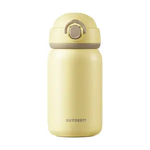 BUYDEEM Mini Insulated Tumbler with Flip-Top Lid, One-Handed Open Stainless Steel Cute Water Bottle, 300ml, "Little Goose Yellow" CD1010