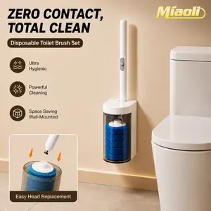 MiAoLi Touchless Disposable Toilet Brush Set, Automatic Opening & Closing Wand with 6 Refills, Wall-Mounted Self-Cleaning System for Deep Scrubber, Ultra-Hygienic Bathroom Essentials【OLV】