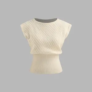 Women's Knitted Round Neck Solid Vest - 2 Colors, Size 2-10
