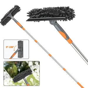FECOOR Professional Window Squeegee Cleaner, 2 in 1 Shower Squeegee with Extension Pole, 71in Telescopic Window Washing Equipment with Rotation Head, Glass Cleaning Tools for Indoor/Outdoor High Window