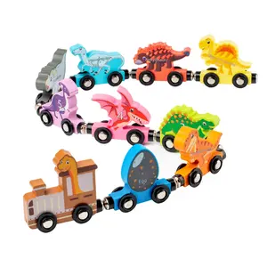 Wooden Early Education Magnetic Dinosaur Train - Number & English Learning, Math Activities, Screen-Free Kids Toy, Gifts for Kids, Learning Through Play, Boosts Hand-Eye Coordination