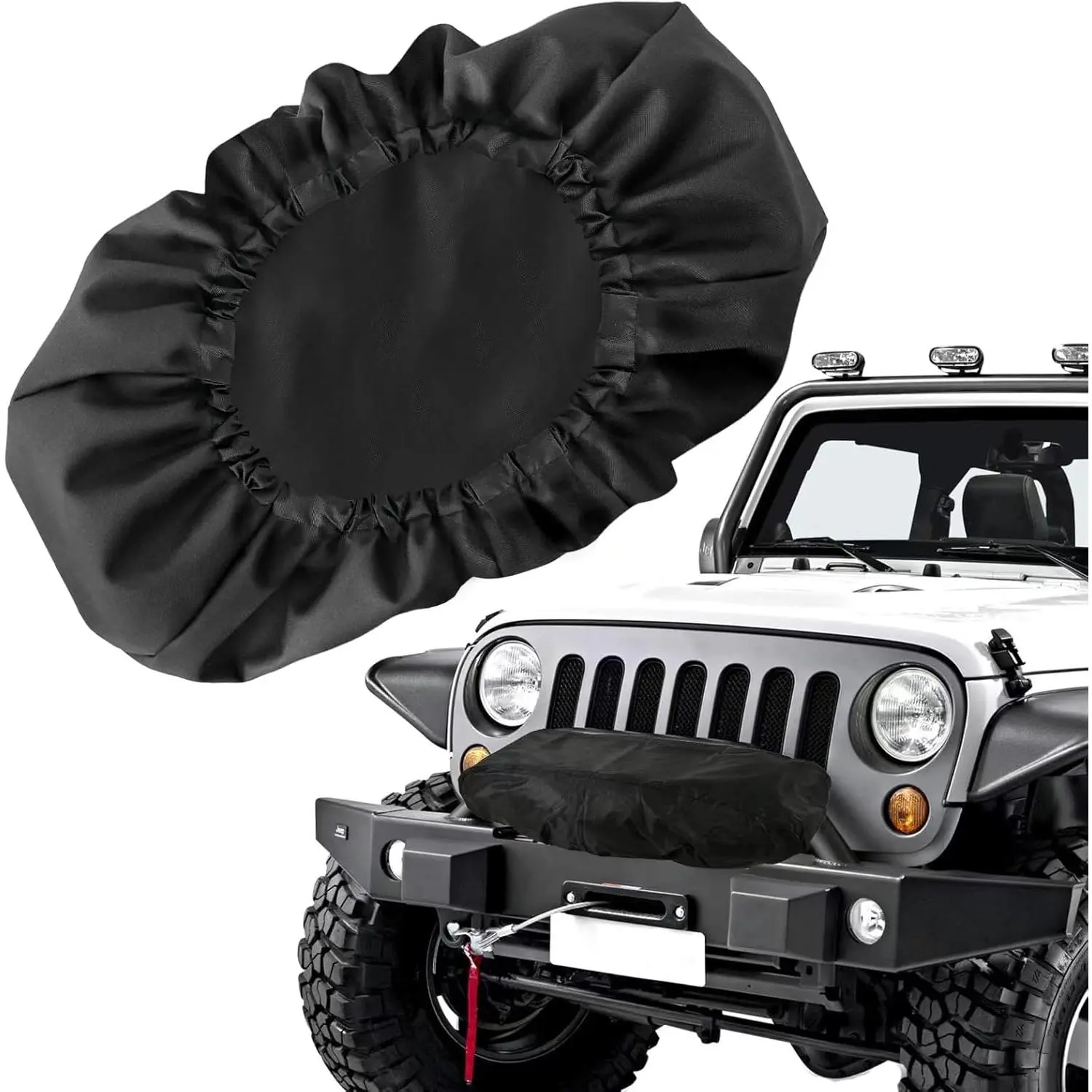 Automotive Electric Winch Cover - Upgraded Heavy-Duty 600D Oxford Cloth, Waterproof, Dustproof, Sunproof, UV-Resistant, Tear-Resistant, Durable, Fits 8500-17500 lbs Winches, 22in x 9.8in x 7.5in